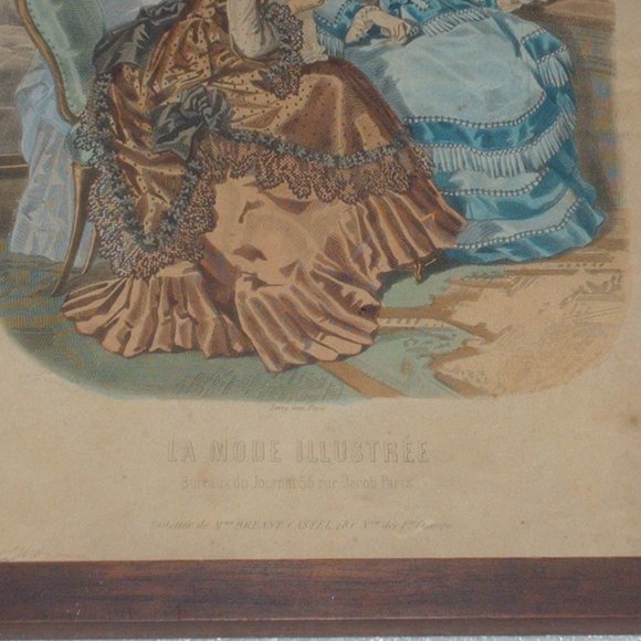 Antique wooden-framed La Mode Illustree picture - Picture 3 of 8